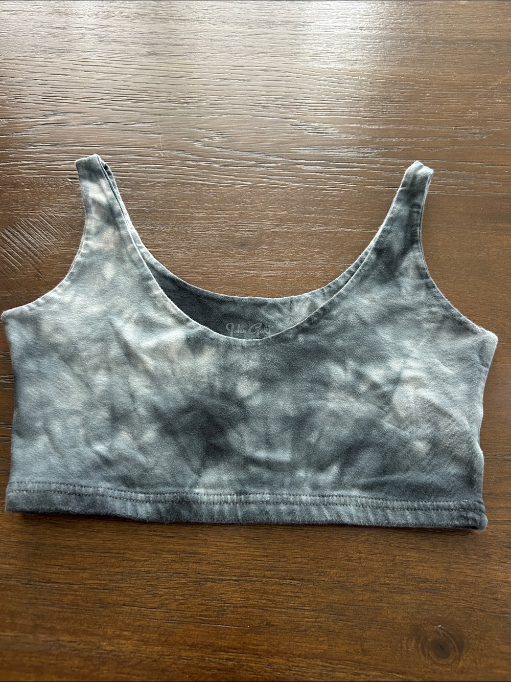 Brandy Melville Black and Gray Tie-Dye Scoop Crop Top